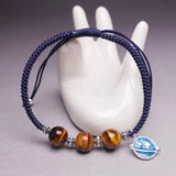 925 Sterling Silver Planet Pendant Bracelets Tiger Beads Handmade Thread Jewelry
