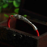 925 Silver Fish Charm Bracelet Red Thread Statement Jewelry