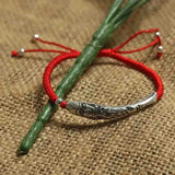 925 Silver Fish Charm Bracelet Red Thread Statement Jewelry