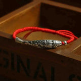 925 Silver Fish Charm Bracelet Red Thread Statement Jewelry
