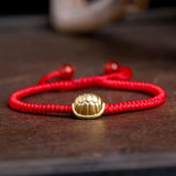 925 Silver Turtle Shell Charm Bracelet Red Thread Statement Jewelry