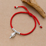 925 Silver Lucky Cat Bracelet Women Wedding Jewelry Red Thread Beaded