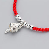 925 Silver Lucky Cat Bracelet Women Wedding Jewelry Red Thread Beaded
