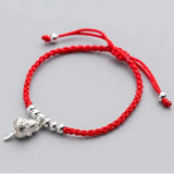 925 Silver Lucky Cat Bracelet Women Wedding Jewelry Red Thread Beaded