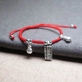 Abacus Money Bag Charm Bracelet 925 Silver Red Thread Wedding Party Bijoux