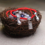 Abacus Money Bag Charm Bracelet 925 Silver Red Thread Wedding Party Bijoux