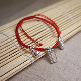 Abacus Money Bag Charm Bracelet 925 Silver Red Thread Wedding Party Bijoux