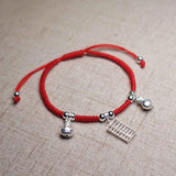 Abacus Money Bag Charm Bracelet 925 Silver Red Thread Wedding Party Bijoux