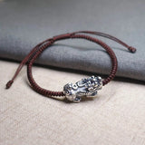 925 Silver Pixiu Charm Bracelet Red Thread Statement Jewelry