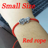 925 Silver Pixiu Charm Bracelet Red Thread Statement Jewelry