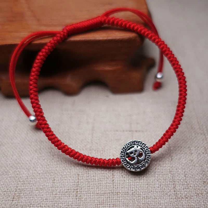 Om Mani Padme Hum 925 Silver Bracelets for Women Red Thread Fine Jewelry