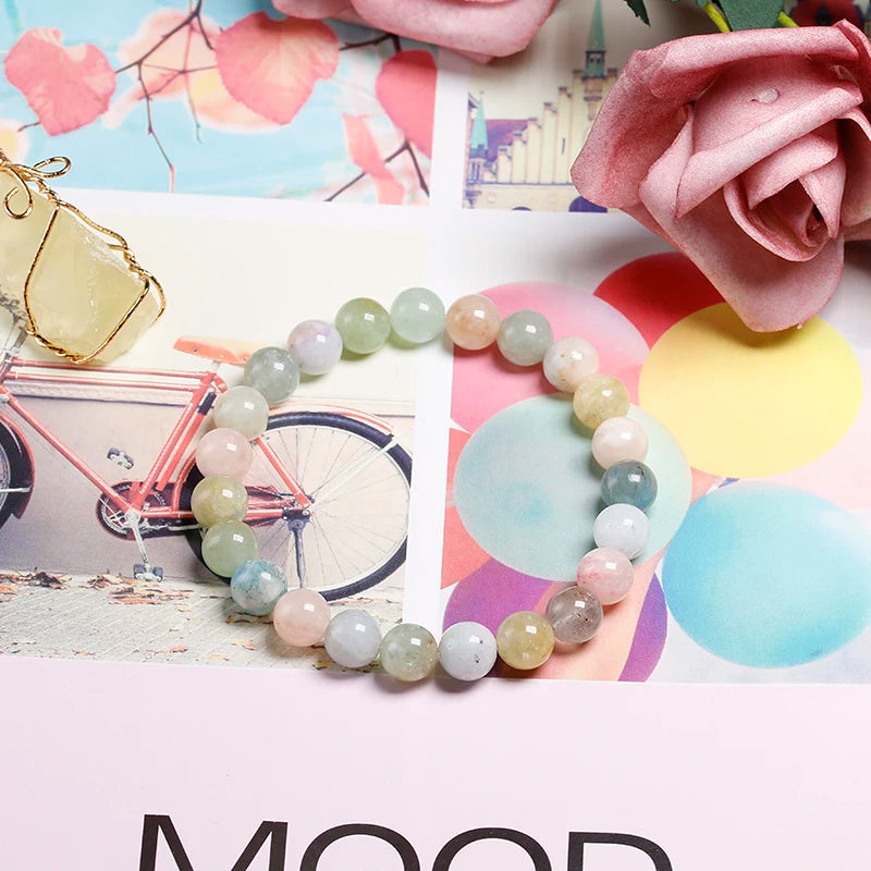 Morganite Bracelet Beads Women Bracelet Mix Colorful Beaded Gift Jewelry