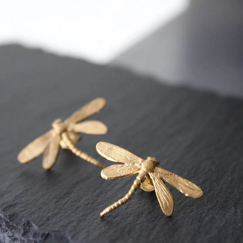 Dragonfly Studs Earrings Retro Mori Girl Women Jewelry Boucles d?oreilles