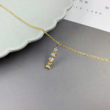 925 Silver Zircon Strip Necklace Retro Jewelry Collier