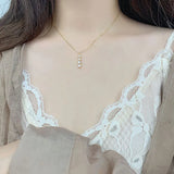 925 Silver Zircon Strip Necklace Retro Jewelry Collier