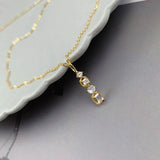 925 Silver Zircon Strip Necklace Retro Jewelry Collier