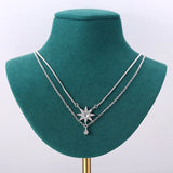 925 Silver Anise Stars Double Layer Necklace with Zircon Choker