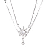 925 Silver Anise Stars Double Layer Necklace with Zircon Choker