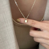 925 Silver Solid Lock Pendant Necklace for Women Girls