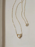 925 Silver Pearl Heart Pendant Necklace 14K Clavicle Jewelry