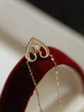 925 Silver Pearl Heart Pendant Necklace 14K Clavicle Jewelry