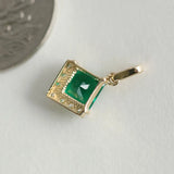 925 Silver Square Emerald Necklace Retro Pendant 925 Jewelry