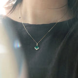 925 Silver Square Emerald Necklace Retro Pendant 925 Jewelry