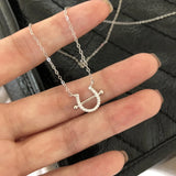 925 Silver U Shape Zircon Necklace Mini Horseshoe Light Necklace Women