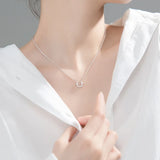 925 Silver U Shape Zircon Necklace Mini Horseshoe Light Necklace Women