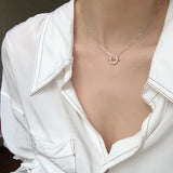 925 Silver U Shape Zircon Necklace Mini Horseshoe Light Necklace Women