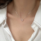 925 Silver U Shape Zircon Necklace Mini Horseshoe Light Necklace Women