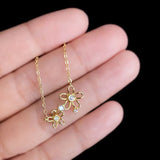 925 Silver Zircon Flower Necklace for Women Mori Pendant Necklace