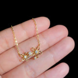 925 Silver Zircon Flower Necklace for Women Mori Pendant Necklace