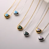 925 Silver Zircon Heart Pendant Necklace Colorful Stylish Minimalist Jewelry