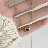 925 Silver Zircon Heart Pendant Necklace Colorful Stylish Minimalist Jewelry