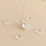 925 Sterling Silver Moonstone Pendant Necklace Minimalist Jewelry