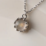 925 Sterling Silver Moonstone Pendant Necklace Minimalist Jewelry