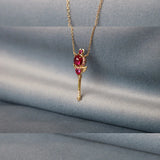 925 Silver Sailor Moon Pendant Necklace Red Crystal Scepter Jewelry