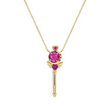 925 Silver Sailor Moon Pendant Necklace Red Crystal Scepter Jewelry