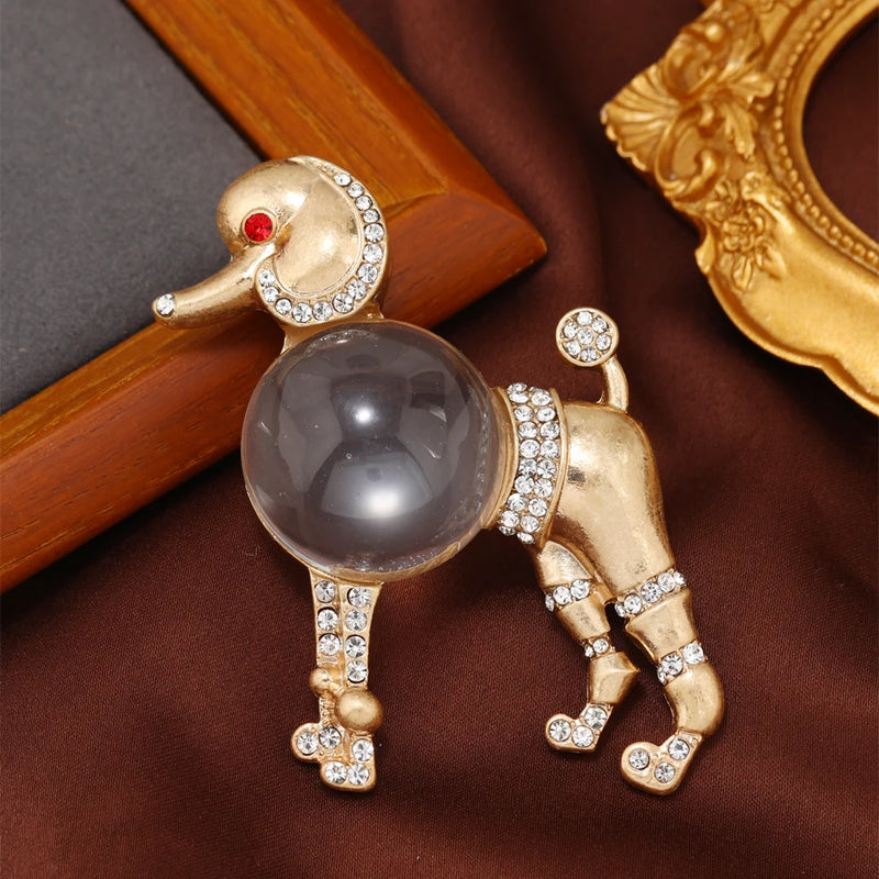 Animal Large Rhinestone Dog Pin Brooch