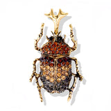 Beetles Enamel Pin Rhinestone Bugs Brooch Scarf Bag Clip