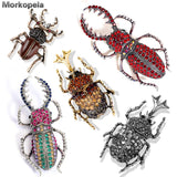 Beetles Enamel Pin Rhinestone Bugs Brooch Scarf Bag Clip