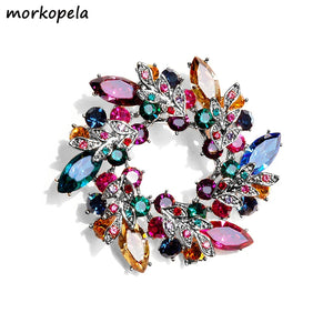 Big Flower Crystal Brooch For Women Bouquet Rhinestone Brooches And Pins