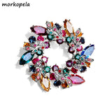 Big Flower Crystal Brooch For Women Bouquet Rhinestone Brooches And Pins