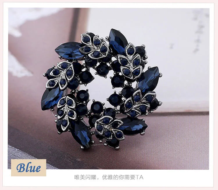 Big Flower Crystal Brooch For Women Bouquet Rhinestone Brooches And Pins