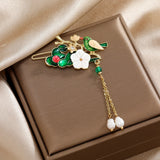 Fan Shape Rhinestone Hair Clips Pearls Hairpin Tassel Pearl Side Barettes