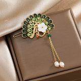Fan Shape Rhinestone Hair Clips Pearls Hairpin Tassel Pearl Side Barettes