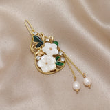 Fan Shape Rhinestone Hair Clips Pearls Hairpin Tassel Pearl Side Barettes