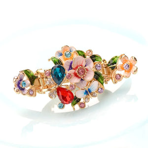 Enamel Hair Claw Flower Rhinestone Hair Clip for Women