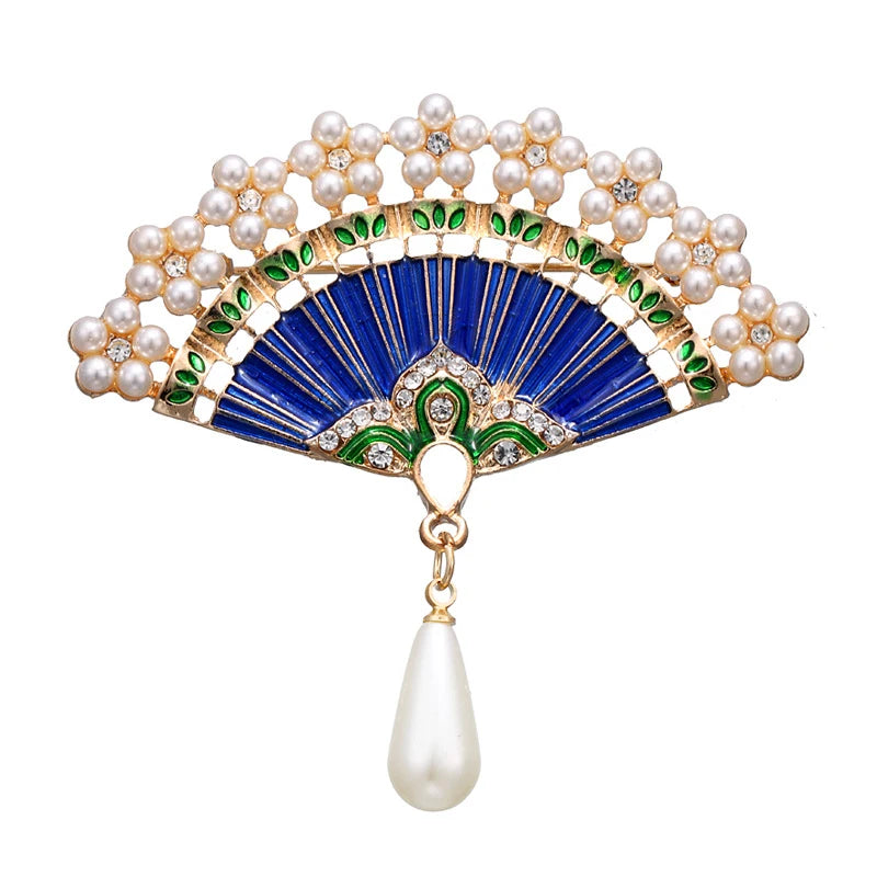 Vintage Morkopela Fan Enamel Pin Brooch